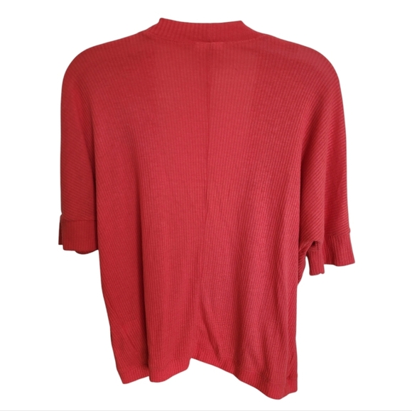 Y2K Self Esteem Coral Quarter Sleeve Shawl Wrap Blouse Size Medium - Picture 3 of 10